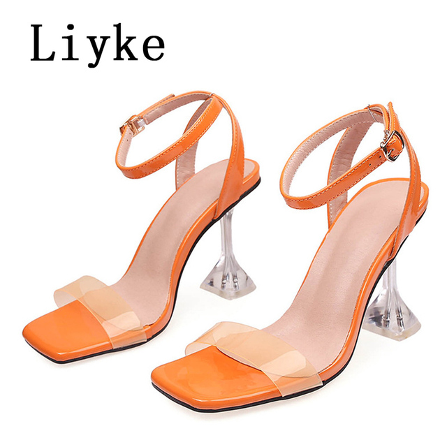 Transparent orange outlet heels