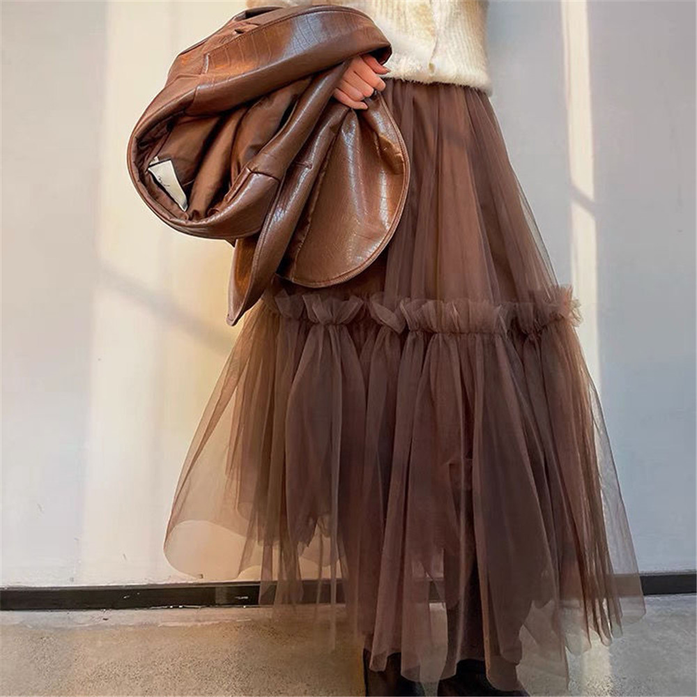 Tulle Long Skirt with Ruffles