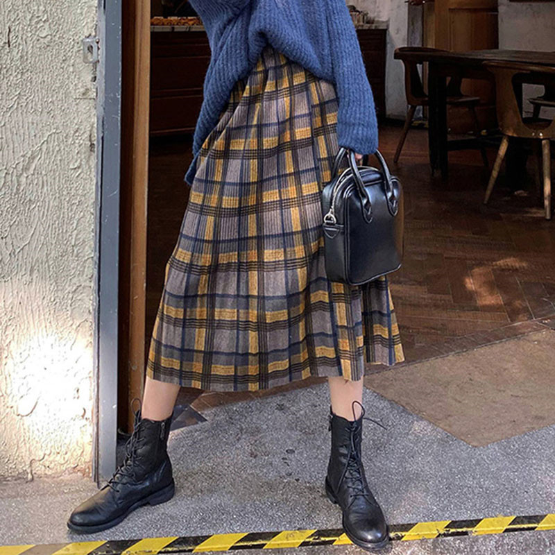 Midi Skirt Outfit High Waist Plus Size Plaid Skirt Plaid Skirt