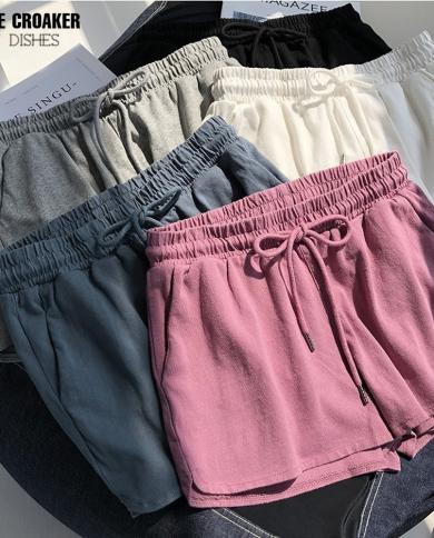 מותן גבוה מותן אלסטי מותן מכנסי ספורט קצרים רפויים לנשים 2023 מכנסי רגליים רחבות חדשות מכנסי טרנינג קיץ לבית פיגמה