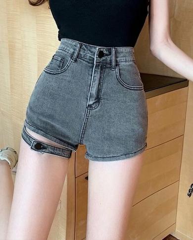 Women's High Waisted Thong Jean Shorts Mini Denim Shorts