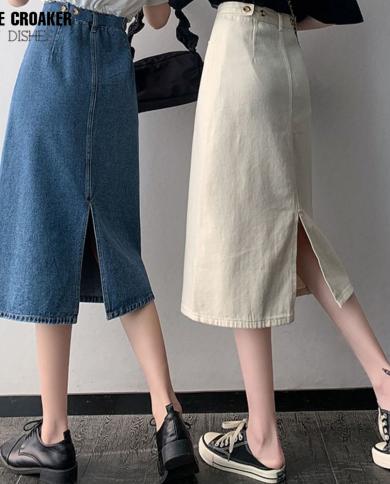 קיץ חצאית גינס נשים צעירות שיק חצאיות harajuku גינס נשים חידוש רחוב פנאי גבוה מותן קו כחול jupe femm