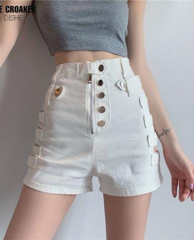 קיץ אופנה חדשה גינס נשי שיק מותניים גבוהים כולם תואמים דק ישר מכנסיים רחבים טרנד מכנסיים קצרים נשים