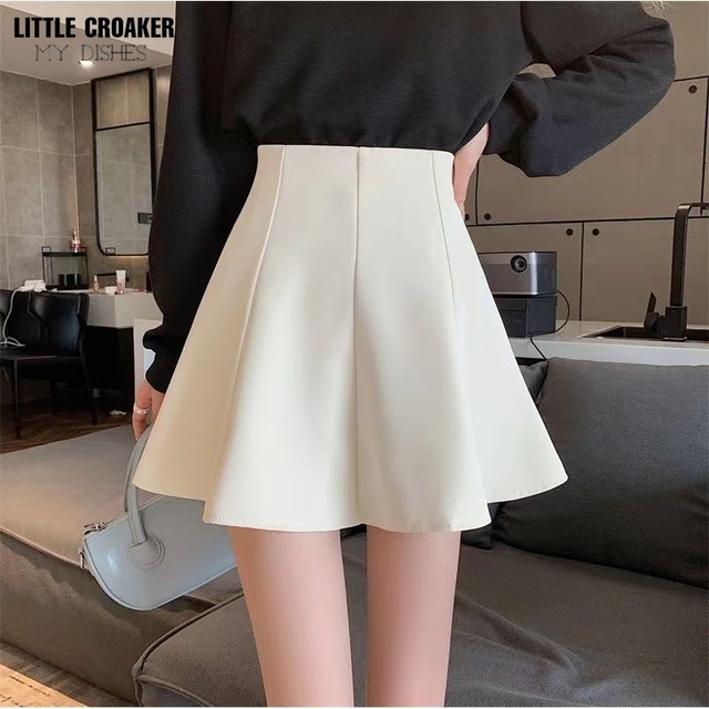 Summer Slim A Line Mini Skirt High Waist New Woman Skirts Solid Black Style  School Skirt For Girls Casual Women Clothes size S Color White