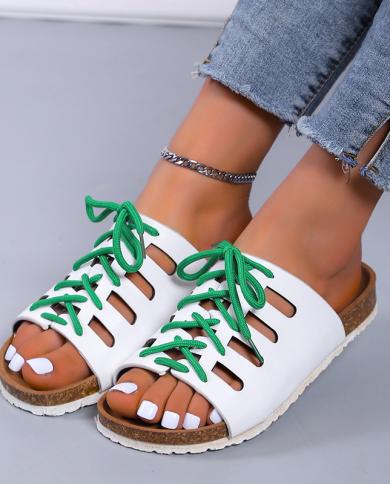 2023 Female Flat Slippers Women's Fashion Tassel Comfortable Shoes Ladies New Sewing Open Toe Footwear Pl Color Chocolate Size