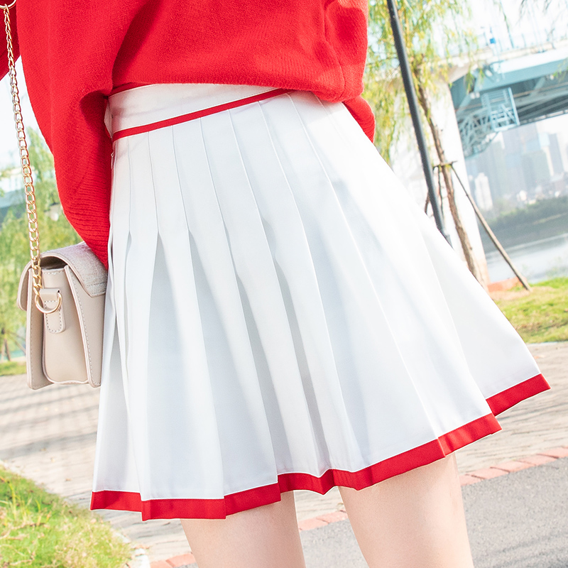 Color Women Skirt High Waist, High Waist Skirt Red Color