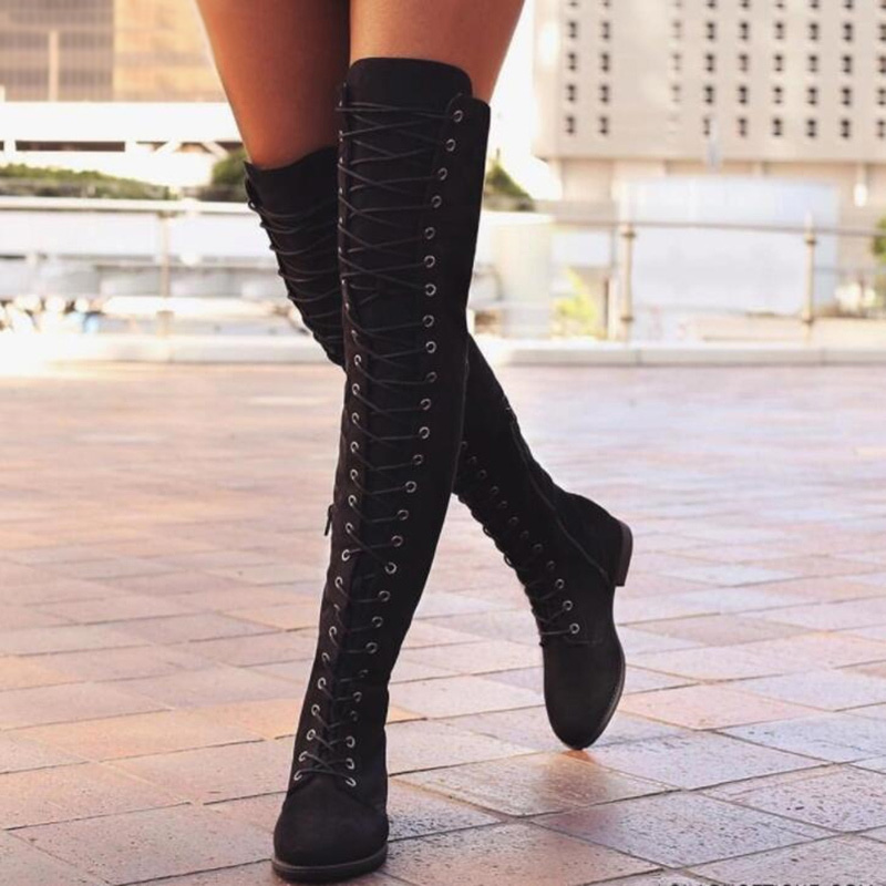 Over the knee lace up heels sale