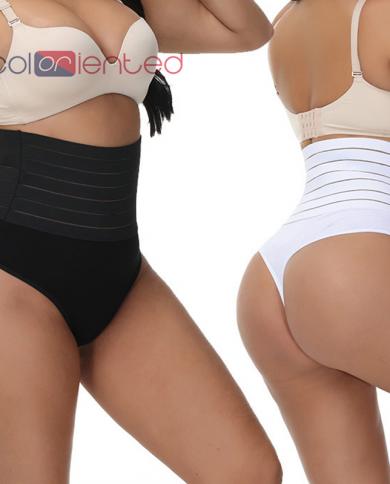Coloriented Sh018 Seamless Thong High Waist Abdominal Pants Ladies Panties  High Elastic Tummy Control Body Sculpting Co size L Color Black