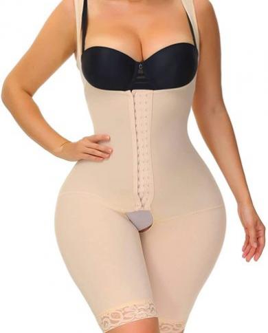 Fajas Colombianas Full Body Shaper Women Tummy Control Shapewear Bodysuit  Butt Lifter Open Bust Belly Slimming Sheath Po size L Color Beige