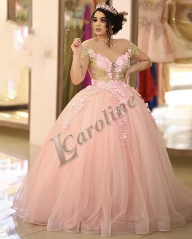 סומק קרוליין quinceanera scoop שמלת ערב נקטרית פרח שמלת נשף קו שמלות נשף מסיבה בהתאמה אישית abendkleid