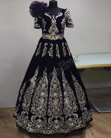 קרוליין שחור מרוקו טול שמלת ערב קו מוסלמי לנשים אפליקציות רשמיות שמלות נשף מסיבה חלוקים בהתאמה אישית ד