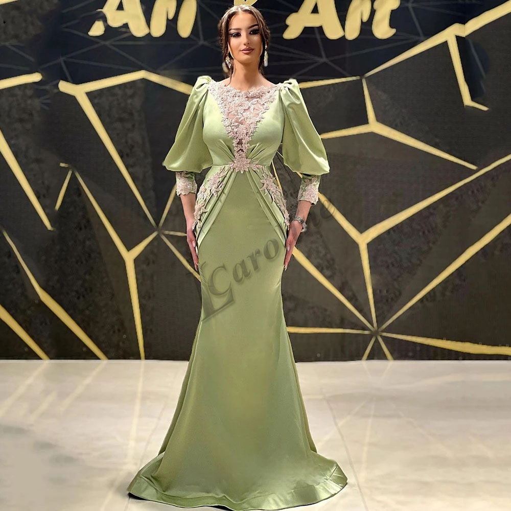 Caroline Avocado Green Modern Evening Dress O Neck Mermaid Appliques Puff Sleeves Abendkleider Prom Gowns Party Custom M Color Navy blue US Size 16 Caroline Avocado Green Modern Evening Dress O Neck Mermaid Appliques Puff Sleeves Abendkleider Prom Gowns Party Custom M Color Navy blue US Size 16