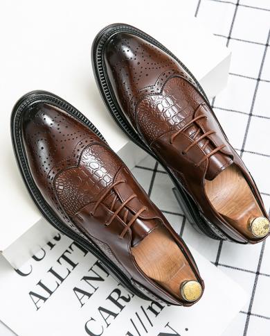 Mens Leather Shoes Business Casual Shoes Formal Dress Work Shoes Spring And  Autumn Breathable Wedding Shoes Color Black Shoe Size 44