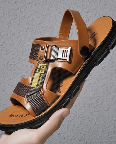 2023 נעלי גברים חמה למכירה סנדלים ללא החלקה עמיד למים עור פרה תחתון רך לגברים ללבוש נעלי בית עמידים לנשימה san