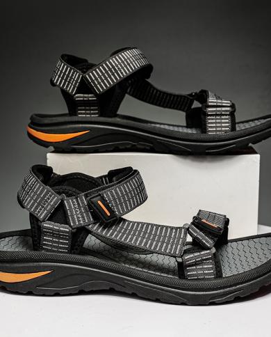 מותג קיץ סנדלי גברים חגורה אלסטית גברים נעלי קיץ 2023 אופנה עמיד למים נעלי חוף קזואל נעלי חוף גדול מידה 40 45 ora