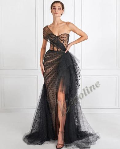 קרוליין טול מנוקד שמלת ערב 2023 vestidos elegantes para mujer שסע צד חמוד מסיבת נשף