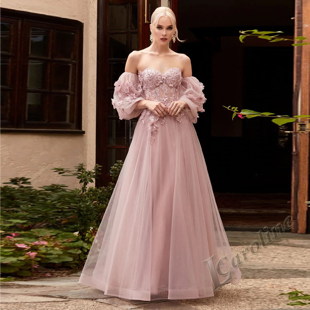 Caroline Sweetheart Pink Fairy Evening Dress Off Shoulder Sleeves Appliques Crystal A Line Backless Prom Gowns Party Cus Color Red US Size 10 Caroline Sweetheart Pink Fairy Evening Dress Off Shoulder Sleeves Appliques Crystal A Line Backless Prom Gowns Party Cus Color Red US Size 10