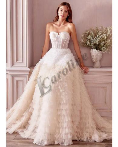קרוליין לבן מתוקה מחוך שמלת ערב גבוהה נמוכה חצאית סלסולים באורך רצפת סטרפלס נשים שמלות נשף מסיבה בהתאמה אישית