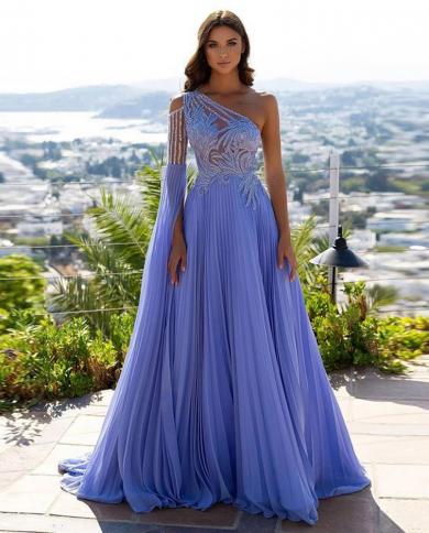 Caroline Lavender Elegant Evening Dress 2023 One Shouler Sleeves