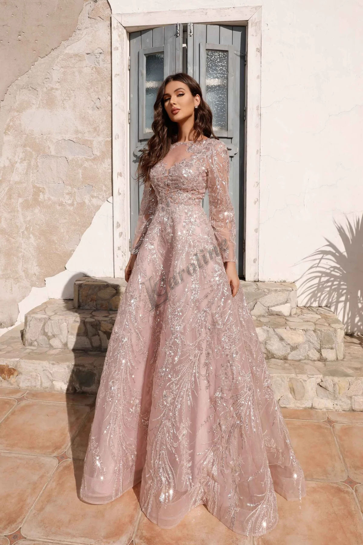 Pink glitter 2024 ball gown