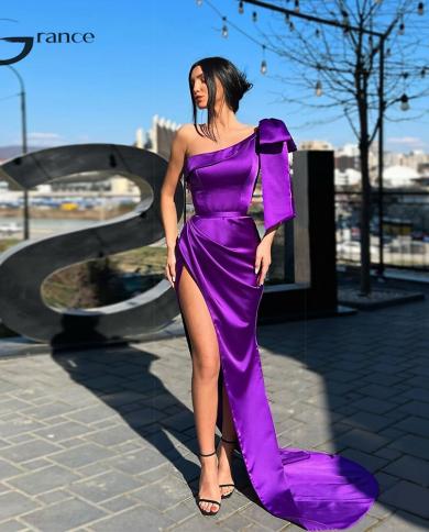 purple asymmetrical strapless evening dresses for women one shoulder court train strapless bridal gowns 2023 summer فس