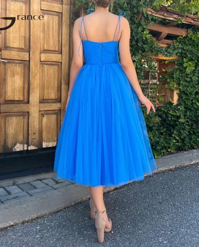 Spaghetti Strap Strapless Royal Blue Evening Dresses For Women A Line Pleat  Tulle Sleeveless Prom Gowns Robe De Soire Color Black US Size 8