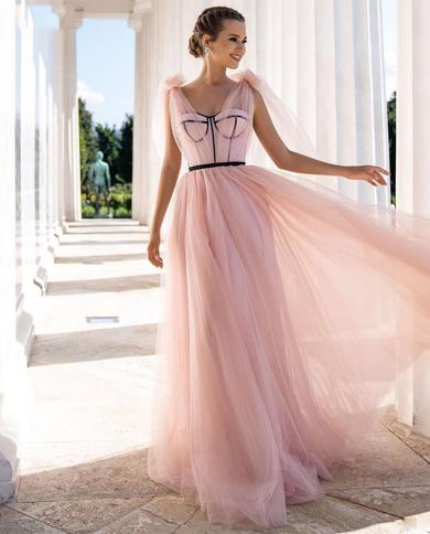 שמלות ערב פשוטות לנשים 2023 ללא שרוולים בקו שמלות נשף בוהו טול חוף באורך רצפה גלימות דה סוריה בהתאמה אישית