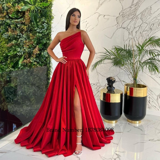 sachin and babi light blue dress Black Satin A Line Long Prom Dress High Slit Formal Dress Strapless Bl –  Eip Collection main image 0