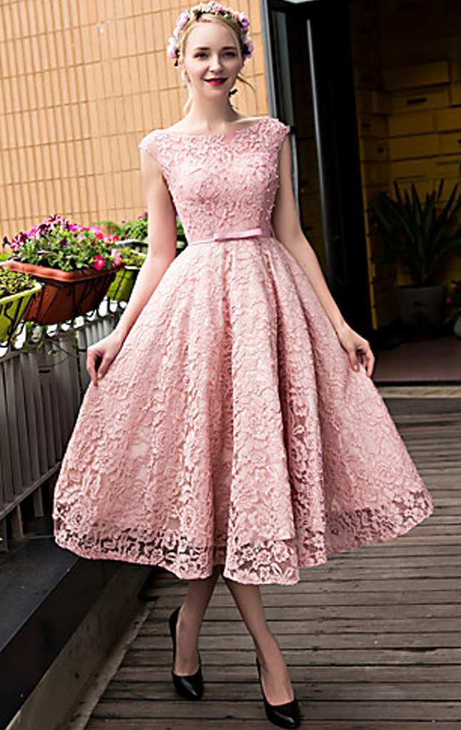 Pink cocktail hot sale dress with sleeves