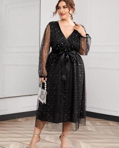 strapless open back dress Plus Size Black Sequin Keyhole One Shoulder Feather Slit Prom Dress