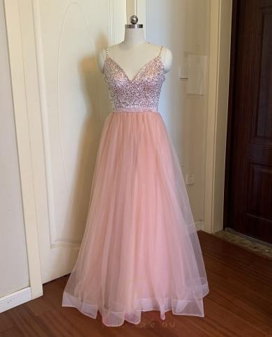 Pink Vneck Long Aline Prom Dresses 2023 Spaghetti Straps Sequined Formal Party Sleeveless Evening Gowns Vestido De Gala Color gray US Size 10 Pink Vneck Long Aline Prom Dresses 2023 Spaghetti Straps Sequined Formal Party Sleeveless Evening Gowns Vestido De Gala Color gray US Size 10