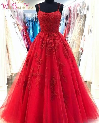 שמלת נשף אדומה 2023 שמלת נשף תחרה אפליקציית רצועת ספגטי מחוך גב שמלות מסיבת ערב ארוך נשים פורמליות התאמה אישית חינם