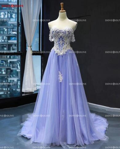 לבנדר שמלות נשף 2023 טול שנהב תחרה אפליקציות מחוץ לכתף מתוקה קו שמלות ערב מסיבה רשמית נשים גר