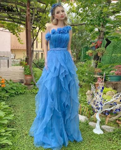 Blue Tulle Short Prom Dress, One Shoulder Multi-layers Blue Party Dress Custom Size / Blue