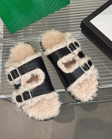 Shoes Rubber Slippers Med Slipers Women Fur Flip Flops Luxury