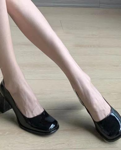 Heeled Sandals 2023 Black Patent High Heels Women Sandals Round