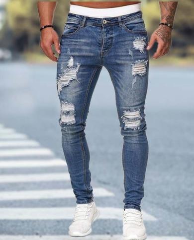 Autumn Black Skinny Jeans Men Ripped Jeans Male Casual Hole Street Hip ...