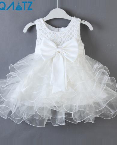 מקץ שמלת קיץ שנה ילדים טבילה נסיכה vestidos מסיבת יום הולדת לפעוט ילדים טבילה קשת לבנה תינוקת