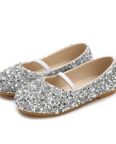 Kids Princess Shoes For Girls Spring Summer Children Glitter Dress Shoes  For Wedding Party Simple Elegant Loafers 23 36 Color Pink Shoe Size 23