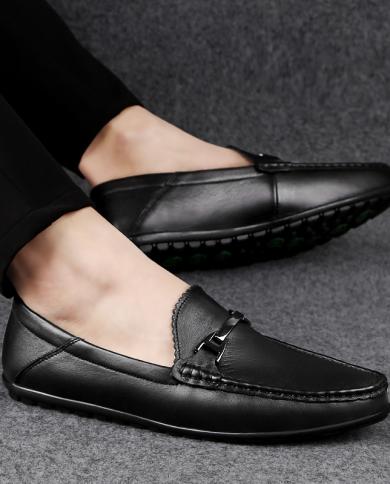 עור אמיתי נעלי קזואל לגברים אופנה חיצונית לגברים נעלי הליכה נושמות נעלי הליכה קלות משקל רגליים לנהיגה