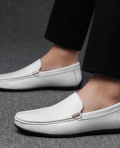 נעלי קזואל גברים אופנה נעלי מוקסינים להחליק על גברים דירות נוח גברים נהיגה נעלי עור אמיתי chaussure ho