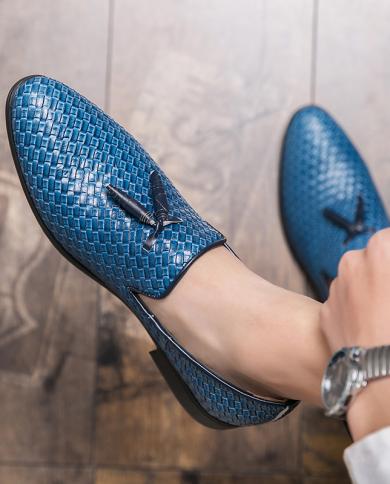 נעלי גברים בעבודת יד נעלי נעלי שמלה לגברים בחוץ עור תכלת אופנה איטלקית אופנה איטלקית