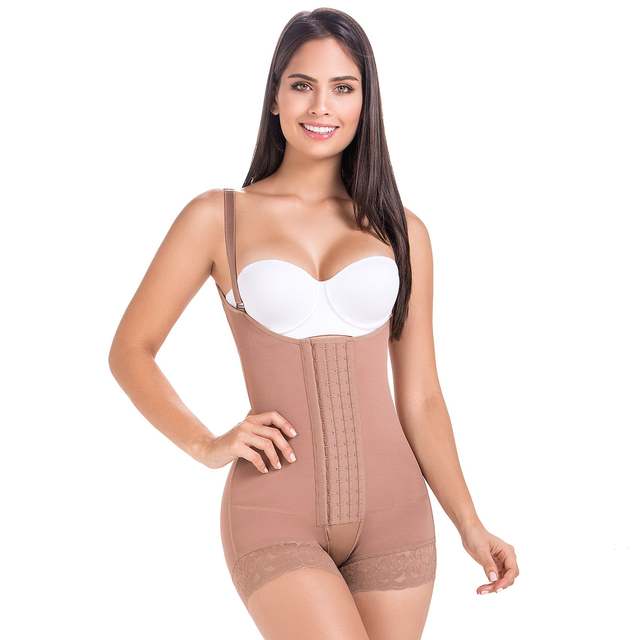 Fajas Colombianas Body Shaper Girdle With 2 Line Hooks, Covered