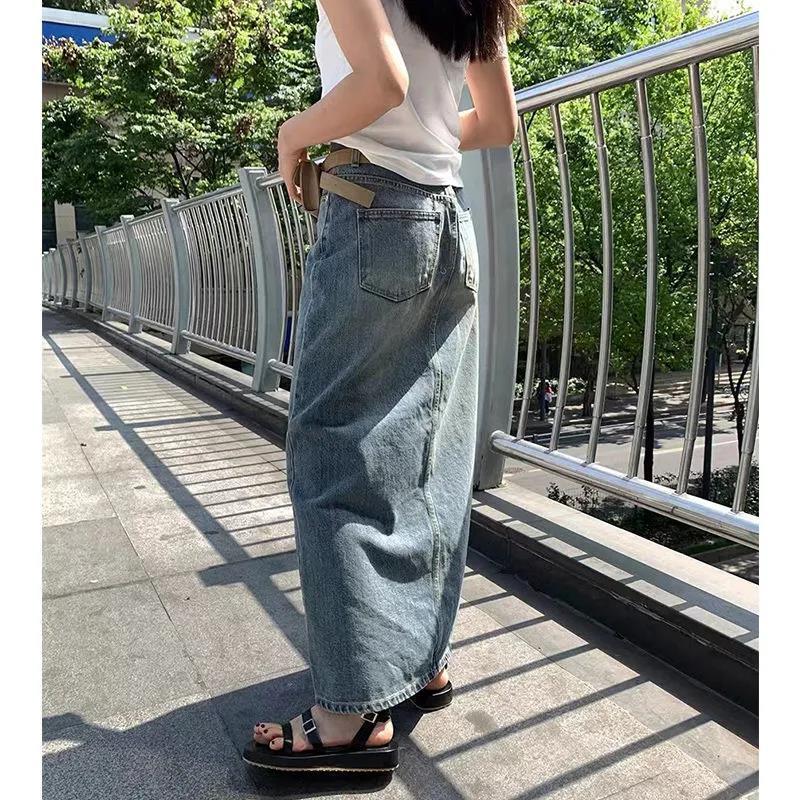 Tossy Fashion Split Out Denim Skirt For Women Jeans Casual Streetwear Maxi  Jean Skirts Buttom E-girl Y2k Long Skirt Spring New - Skirts - AliExpress
