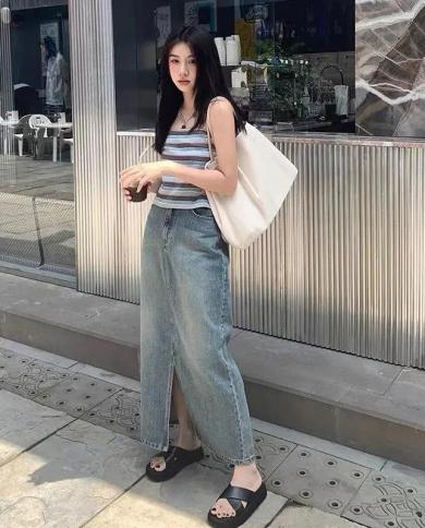 ZHISILAO Vintage Blue High Waist Straight Denim Skirt With Split Fork And  Long Bodycon Pencil Detail Womens Denim Skirts For Women 230412 From  Mang02, $30.13 | DHgate.Com