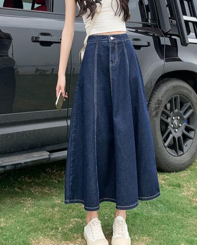 חצאיות אלין לנשים בגדי רחוב רפויים גינס קזואל בסגנון קיץ מותן גבוה חצאית וינטג קלאסית חצאית חדשה 2023