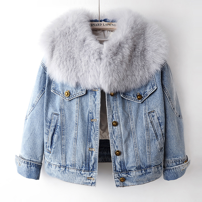 Jean jacket best sale with fox fur