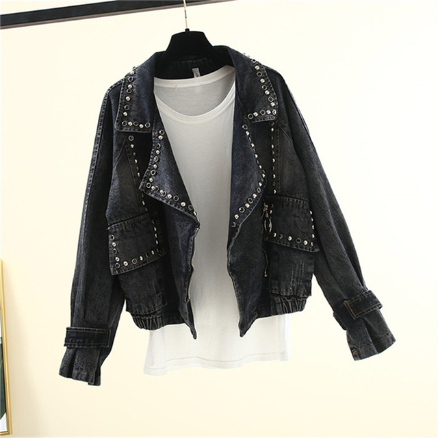 Baggy black sales denim jacket