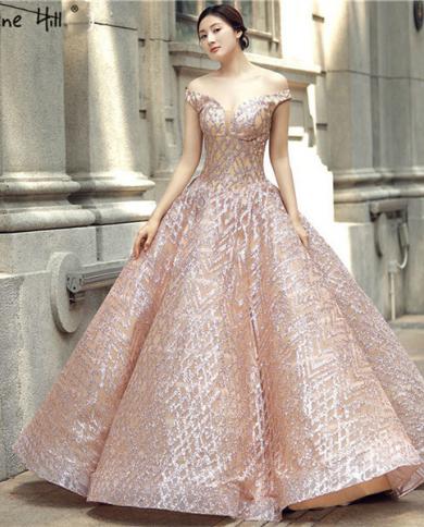 Rose Gold Off Shoulder Vintage Wedding Dresses Sequined Highend Sparkle  Luxury Bridal Gowns Real Photo Hm66569 Weddin Color Rose Gold US Size 10