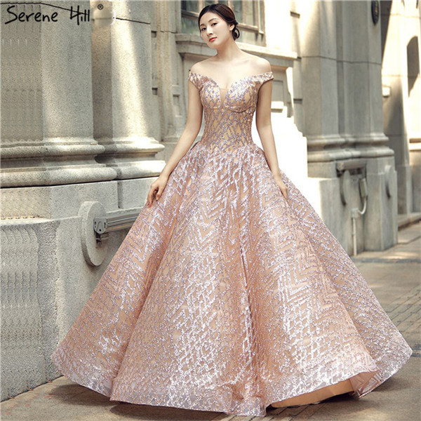 rose gold vintage wedding dress Rose Champagne Sequines Wedding Dresses – TANYA BRIDAL main image 1